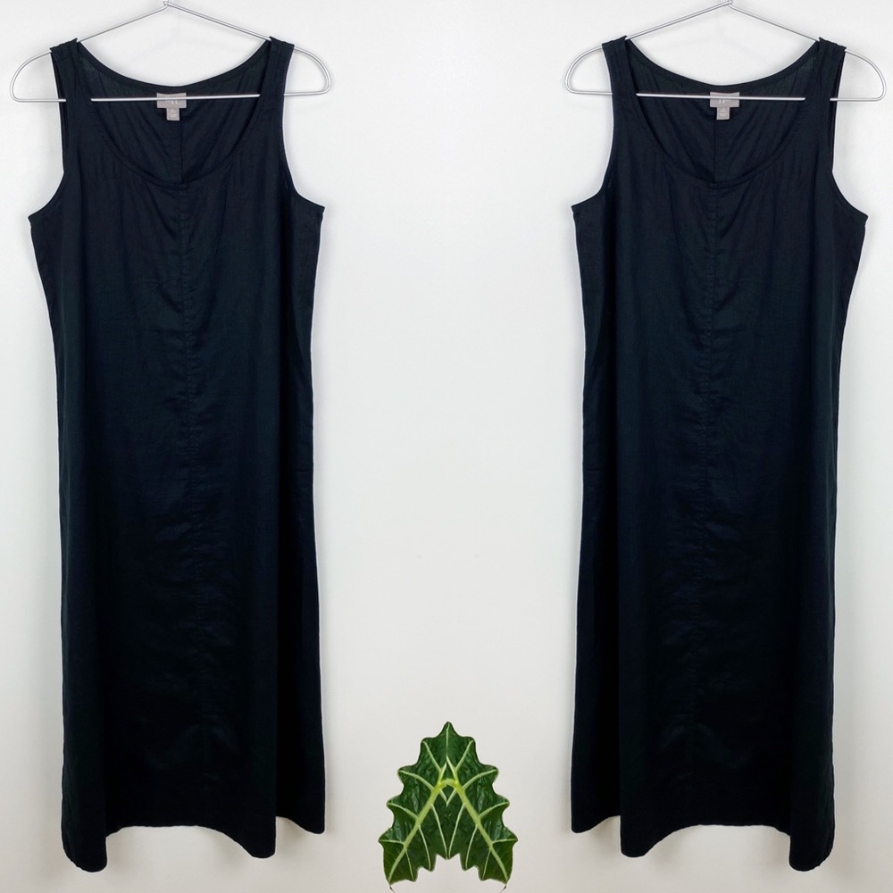 J. Jill Classic Linen Maxi Tank Dress Black Small